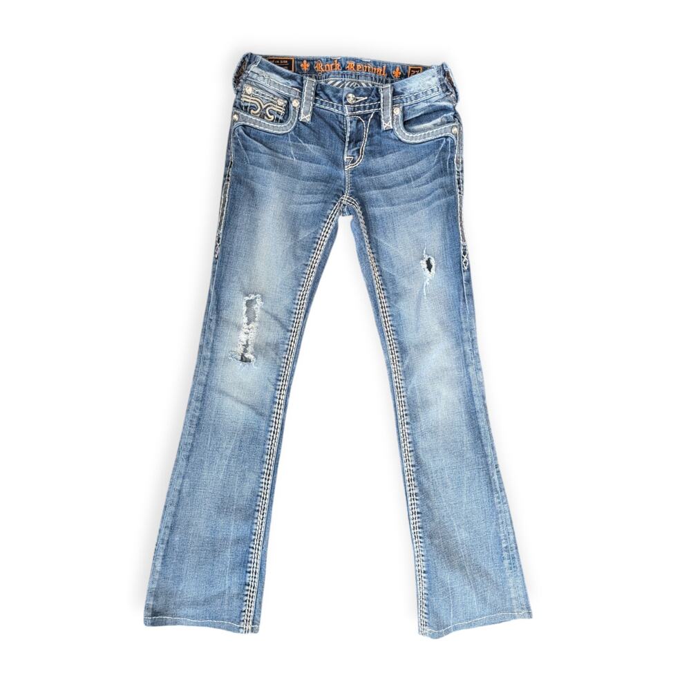 Rock Revival Distressed Stacy Boot Cut Jeans 27 VGUC